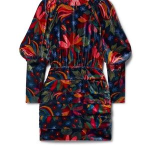 Farm Rio Black Banana Sky Velvet Dress, Banana Sky Black / M